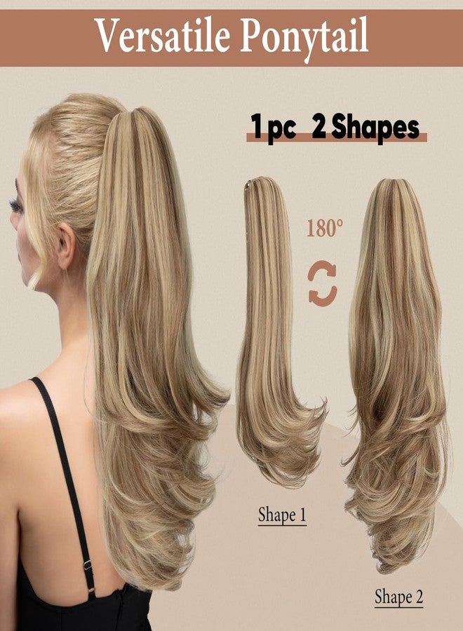 youngways Clip in Ponytail Extension 18 Inch Pony Tails Hair Extensions for Women Long Straight Curly Tail Ponytail Hair piece Synthetic Fake Versatile Pony (Sand) - Image 2